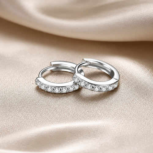 Minimalističke Crystal Okrugle Naušnice od Bijelog Zlata