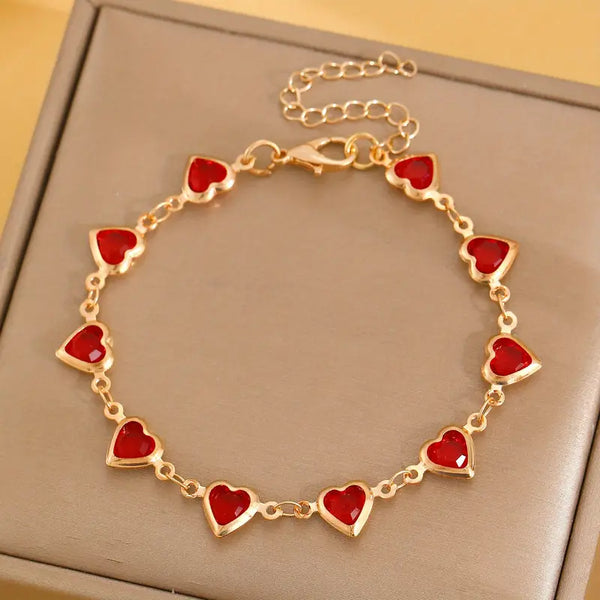 Pulseira Dourada em Forma de Coração Ruby