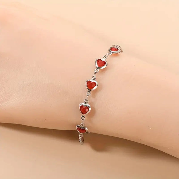 Pulseira de Prata Ruby com Colar de Coração
