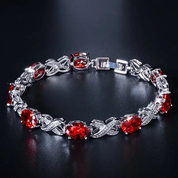 Pulseira de prata com rubi